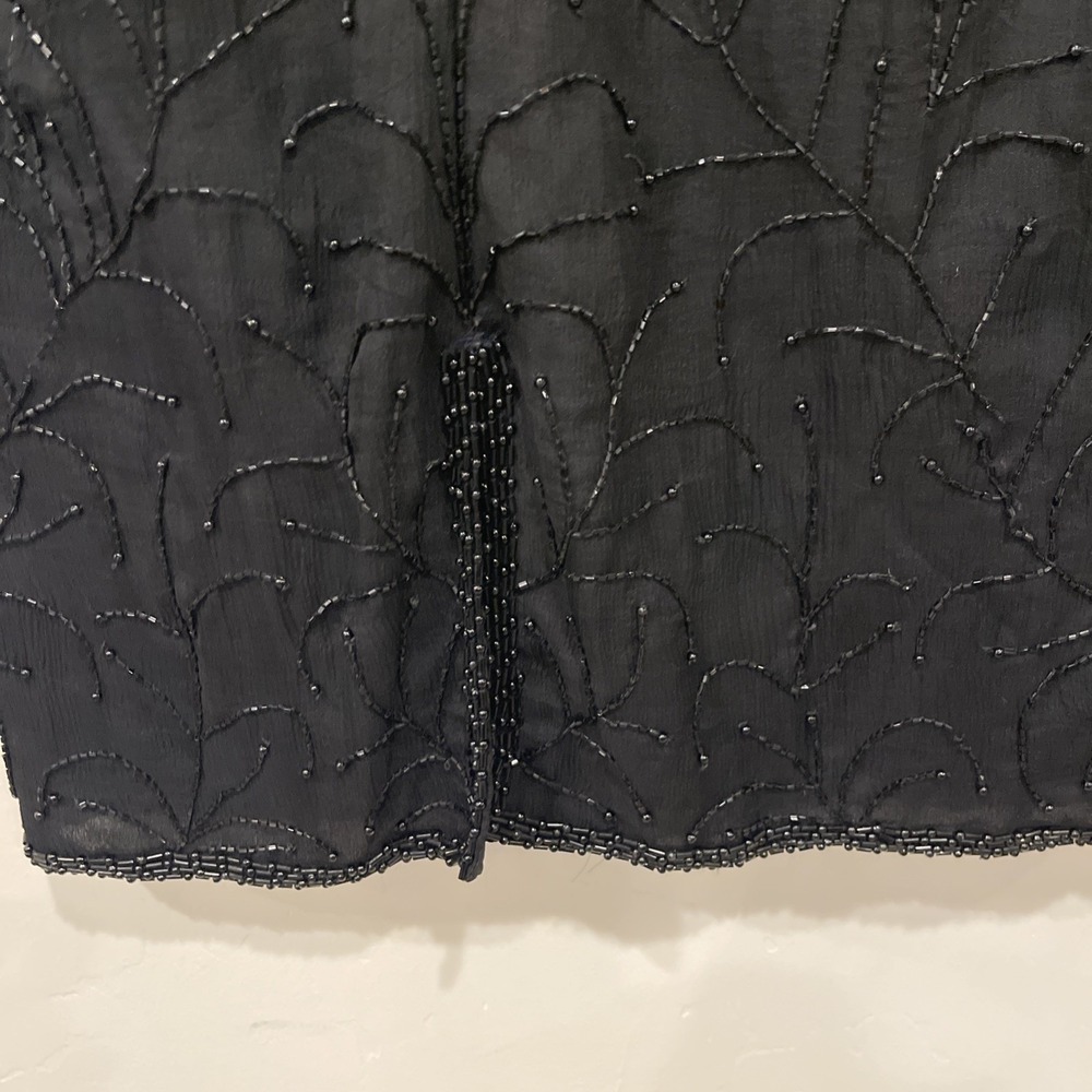 VTG B2 & US Beaded Silk Dress Sz M Black Sequin Cocktail‎ Glam Repair AS IS - Picture 11 of 12